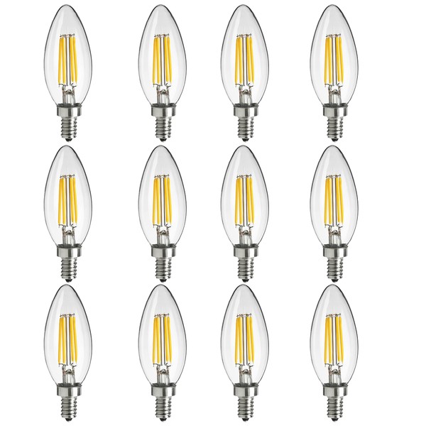 Sunlite 41650 LED Filament B11 Torpedo Tip Chandelier Light Bulb,