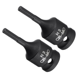 CoCud Impact Resistant Hex Bit Nut 3mm 1/4" Square Drive 35mm Length CR-MO Chamfer Design with Pin Hole Metric Hex Nut Pack of 2