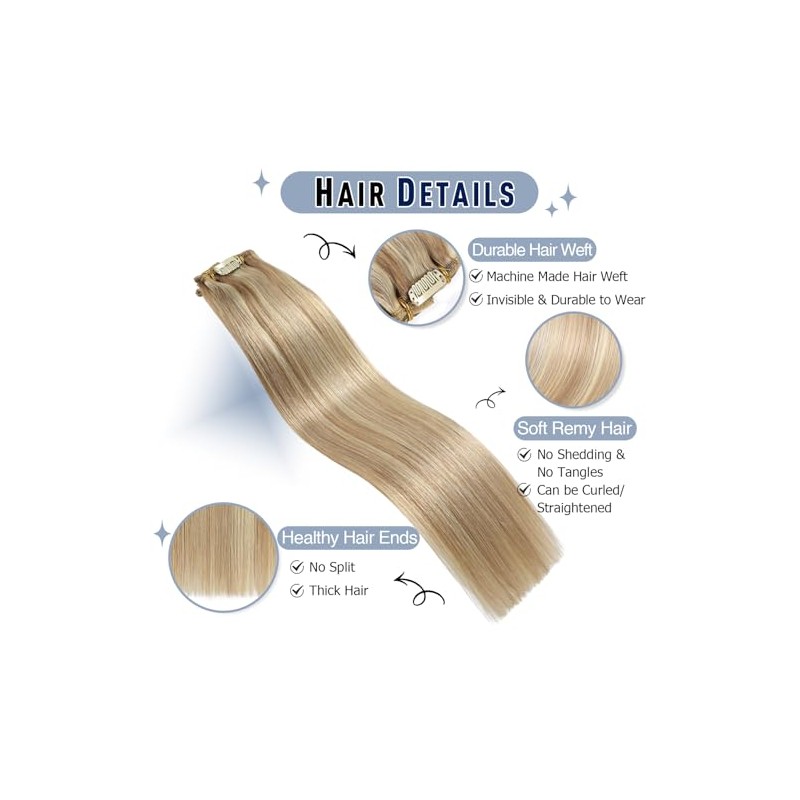 Sunya Clip in Extensions Echthaar Aschblond Mit Platinblond Invisible Echt