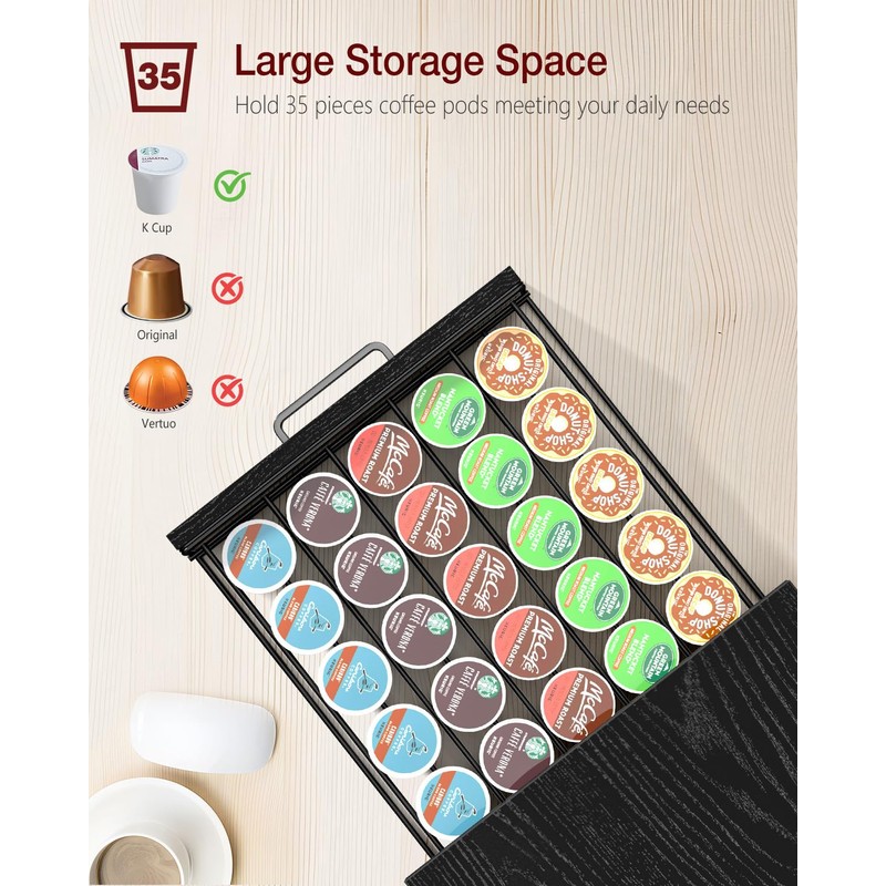 Evermagin Coffee Pod Drawer for K Cup, 35 Pods K-Cup