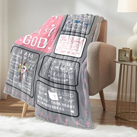 Mettdlly Christian Gifts for Women Blanket, I Am a Child of God Blanket, Inspirational Religious Birthday Gifts, Baptism Confirmation Gifts for Girls, Bible Verse Prayer Faith Throw Blanket60 X50