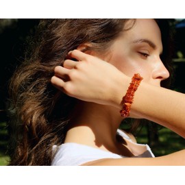 Generisch Adult Unisex Baltic Amber Bracelet Handmade Jewellery 15-19cm Wrist Size, Rubber, Amber
