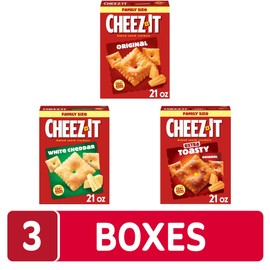 Cheez-It Cheese Crackers, Baked Snack Crackers, Lunch Snacks, Family Size, Variety Pack (3 Boxes)