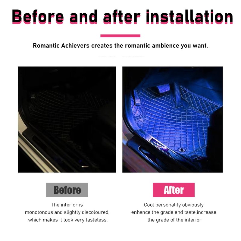 Sylvil Car LED Strip Light, 24 LEDs RGB Neon Interior