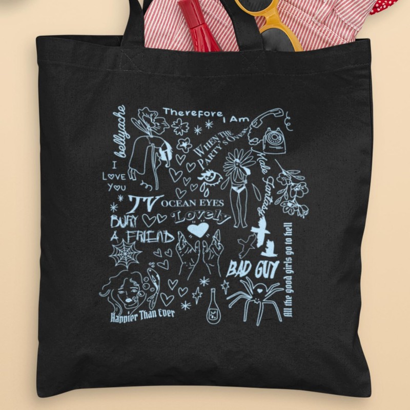 Willow Gifts Billie Doodle Tote Bag - Eilish Happier Than