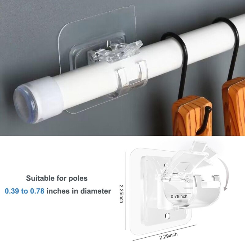 LeLehome 8PCS No Drill Curtain Rod Holders Universal Plastic Nail