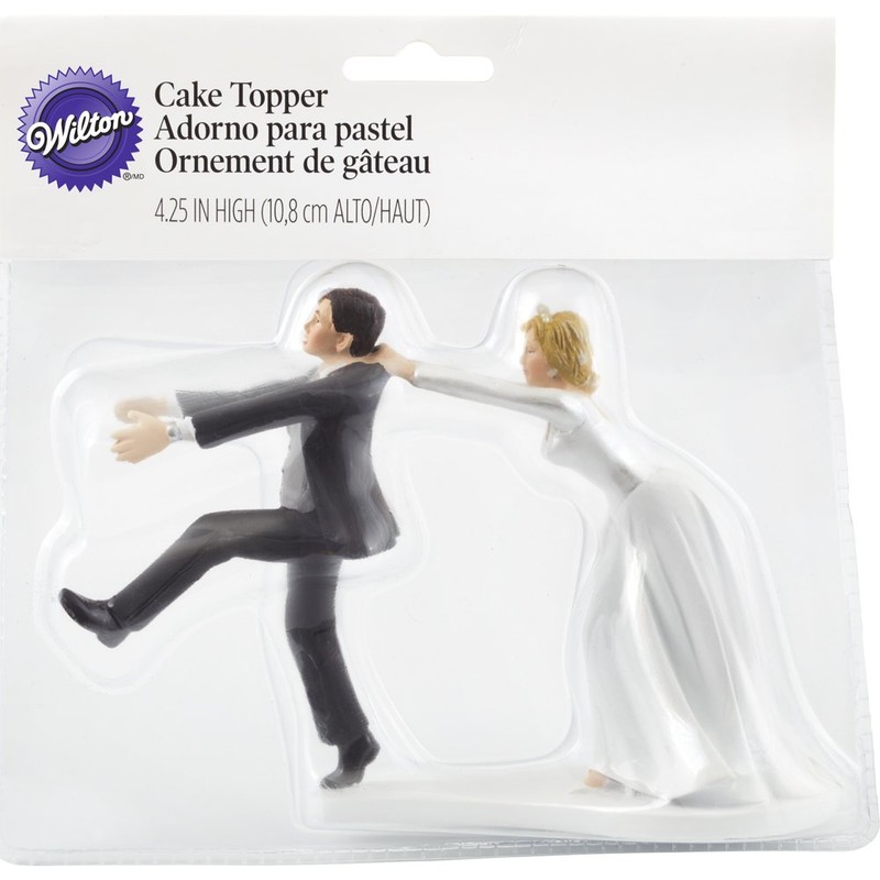 Wilton "Oh No You Don’t" Wedding Cake Topper Figurine, 6.3"