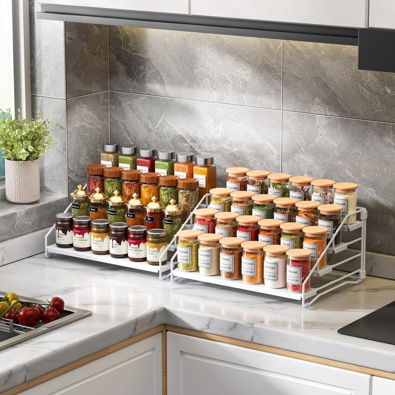 2 Pack Spice Rack Organizer for Cabinet, Depth Adjustable 4