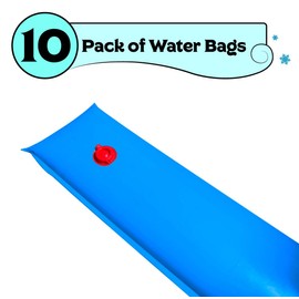 Buffalo Blizzard Blue 8-Foot Long Single Chamber Water Bag | 10 Pack | 18-Gauge Vinyl Material | Secures Winter Cover to Rectangular 12-Foot-by-24-Foot Swimming Pools