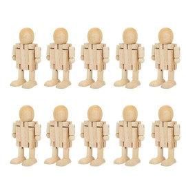 Wooden Robot, 10PCS Unfinished Wooden Robot Adjustable Figures Nature Bodies Joint Wooden Puzzle Building Craft Kit Wood People Shapes Figures for DIY Painting Arts Crafts (4.3x2.6x1.6in)