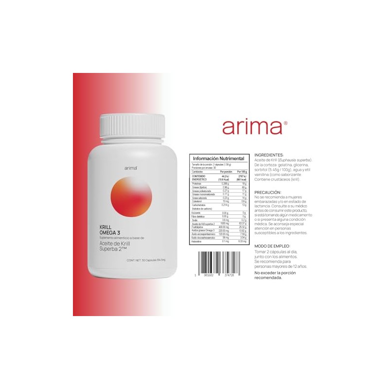 ARIMA Krill Omega 3 Superba 2 Suplemento Alimenticio Apoyo a