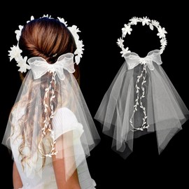 Jedes hat seine eigen Eigenschaften,Haarband Kommunion,Stirnband Kommunion,Haarschmuck für Mädchen,Prinzessin Blumen Haarreif,Haarkranz,Kopfschmuck mit Blüten Perlen,Hochzeit (weiß)