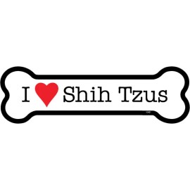 I Heart (Love) Shih Tzus Dog Bone Car Magnet 2" x 7" USA Made