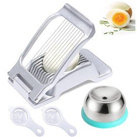 Hitchuey Egg Cutter, Egg Cutter with 2 Pieces Egg Separator, Aluminium Egg Cutter for Cutting Oval Eggs, Strawberries, Soft Fruits, Kitchen Tool
