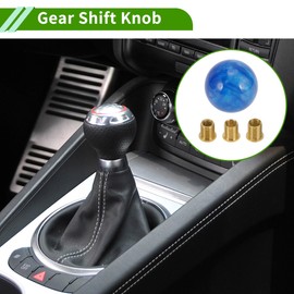 HOPESPANNER Round Ball Shift Knob Universal Gear Shifter Knob Acrylic Stick Shifter Lever Knob for Automatic and Manual Vehicle with 3 Adapter Blue 1 Set