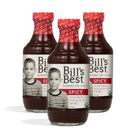 Bill's Best Organic BBQ Sauce 3 Pack - 18oz Each (Spicy)