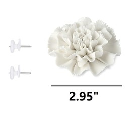 Carnation 2.95" Ceramic Décor Flowers Wall Art,3D Wall Hanging Decorative，Handmade 3D Wall Art Hanging Sculpture， Porcelain Flower Wall Décor for Home，Hallway，Living Room，Bedroom，Office (WHITE 3)