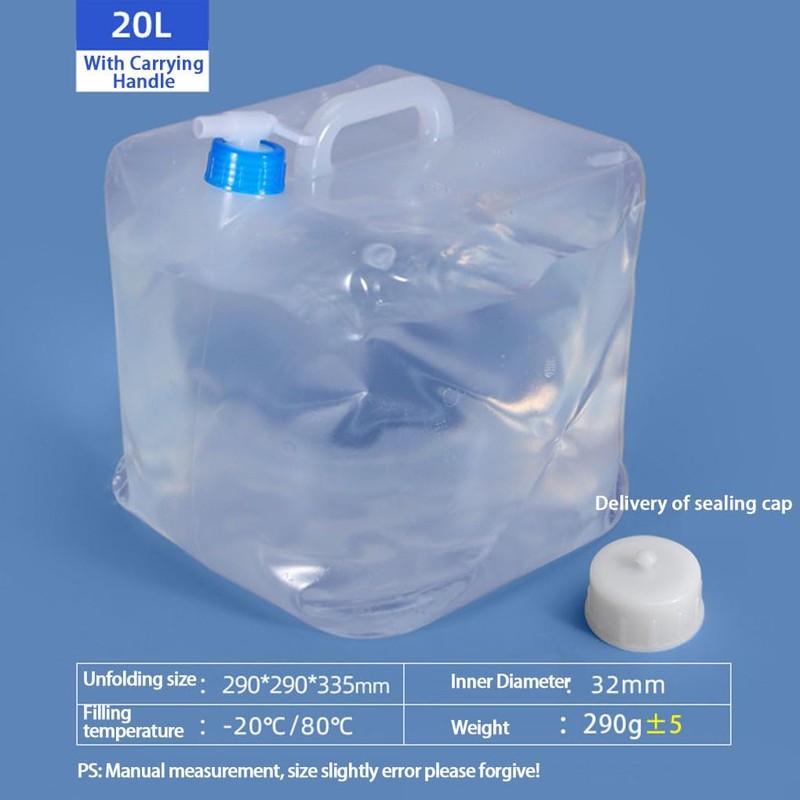 Portable Water Container Collapsible 10L/15L/20L Foldable Bucket for Camping Hiking