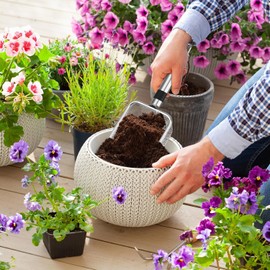 Tutamaz Set of 4 Stainless Steel Garden Sieves, 2/2.8/3.8/5 mm Mesh, Compost Sieve with Handle, Earth Sieve, Sand Sieve, Throw-Through Sieve, for Sieg Top Soil, Coarse Sand, Compost, Seeds