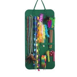 IUHKBH Pet Supplies Felt Storage Bag, High-capacity Cat Toy Organizer Lightweight Hanging Wall Storage Bag Green Cat Wand Toy Holder for Cat's Safe - Keep Pet's Toys Neat and Tidy