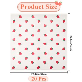 CRASPIRE 20 Sheets Flower Wrapping Paper 22.4 x 22.4In Wedding Bouquet Packaging Waterproof Wrap Paper Plastic Bouquets Wrapper DIY Crafts Strawberry Patterns Birthday Florist Gifts Decor White