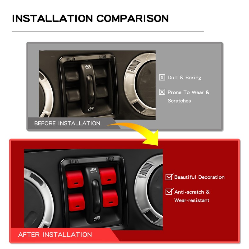 Polodunn Window Button Cover for 2012-2017 Jeep Wrangler JK &