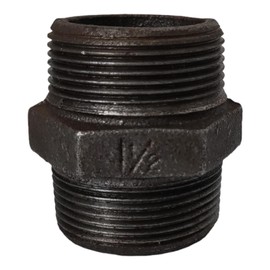 Black Malleable Iron Pipe Fitting, 1-1/2 inch BSP Hexagon Nipple