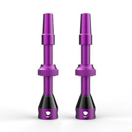 Shredr. Tubeless Valve Set, Purple, Presta Valves for Tubeless Tyres, Super Light Aluminium, Anodised Pink, French Valve, 44 mm for Normal Tubeless Rims