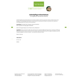 Sanct Bernhard Joint Care Herbal Balm with Marigold, Comfrey, Marmot Oil, Clove Oil 200 ml