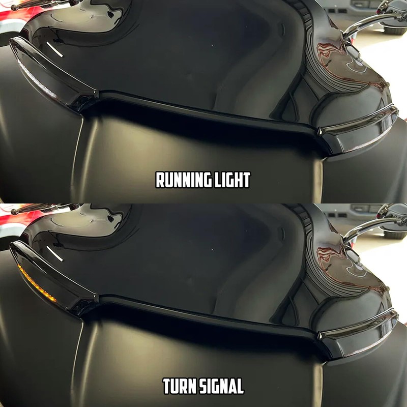 HCmotorku Windshield Trim Lights Windscreen Fairing LED Turn Signals Lamp