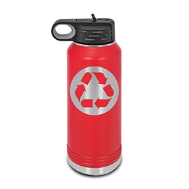 Recycle Symbol Laser Engraved Water Bottle Customizable Polar Camel Stainless Steel with Straw - environmental green Red 32 oz