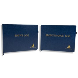 Ships and Maintenance Log Books - Elegant Bound Nautical Dairy with Durable Blue and Gold Cover (100 Pages) Ideal Sailing Record Book - Boating Gift for Captains and Sailors (Hard Bound Pleather)
