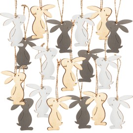 Logbuch-Verlag 18 Easter Wooden Bunnies Easter Bunny Pendant Wooden Decoration 7 cm for Hanging