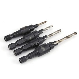 LUMBER JACK Countersink Drill Bit, 4 Pieces Hex Shank HSS Bits Screw Reaming #6#8#10#12 Countersink Set for Woodworking Tool