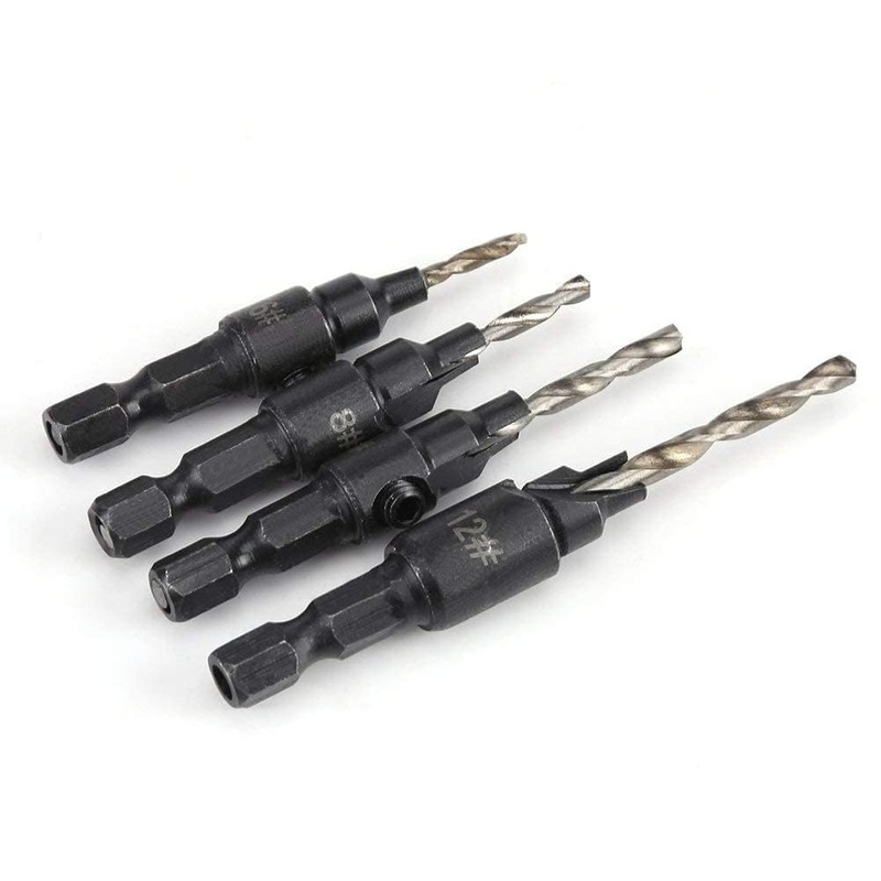 LUMBER JACK Countersink Drill Bit, 4 Pieces Hex Shank HSS