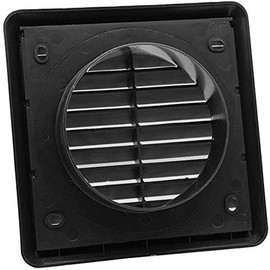 Fixed Louvered Wall Vent Grille 100mm / 4" Black External Exterior Ducting Air Round Spigot Fly Screen