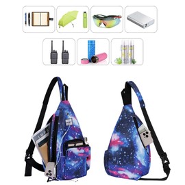 HAWEE Rope Sling Bag for Women Men Casual Cross Body Daypack Backpack Purse Adjustable Strap Bottle Pocket for Travel/Sport, Galaxy