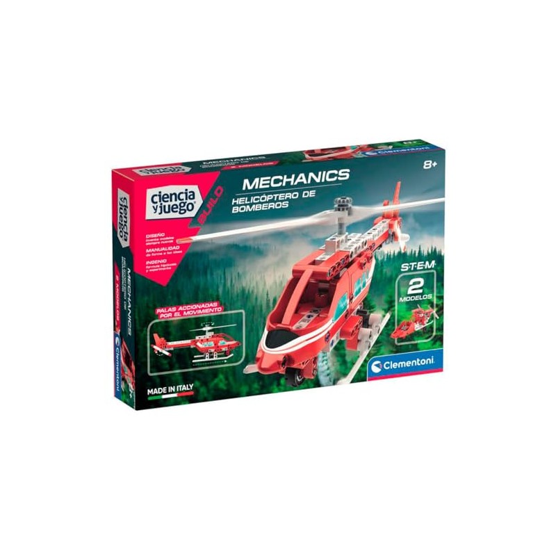 Clementoni - Mechanics Lab Fire Brigade Helicopter Construction Set with