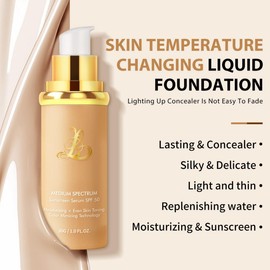 Colour Changing 4-in-1 Moisturizing Full Coverage Liquid Foundation for Mature Skin,Adaptive Formula, Hydrating & Lightweight, 30ml, Seamless Blending, Daily Wear