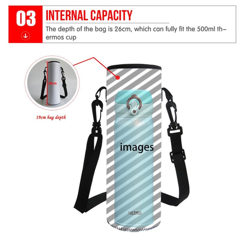 Hugs Idea Neoprene Insulated Water Bottle Carry Bag with Shoulder