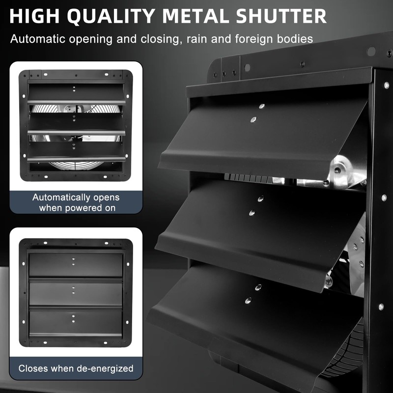 Criditpid 14 Inch Shutter Exhaust Fan with Speed Controller Switch,