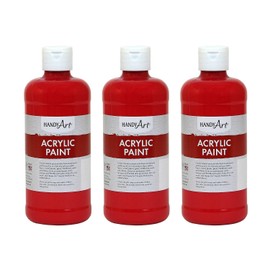 Handy Art Acrylic Paint, Bright Red, 16 oz. Bottle, Pack of 3 (RPC101040-3)