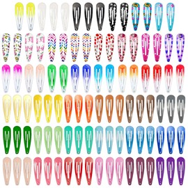 CYBAUG 100 Pcs Hair Clips for Girls, 2 Inch No Slip Metal Snap Clips Barrettes for Women Teens Girls Kids，Cute Candy Color Hair Accessories for Birthday Party Christmas Gift(40 Styles)
