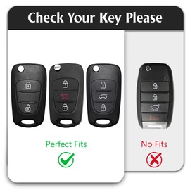 WORCAS TPU Smart Key Fob Case Protective Cover Compatible with Kia 2012-2014 Rio/2010-2013 Soul,2/3 Button Flip Folding Keyless Entry Car Accessories(Black)