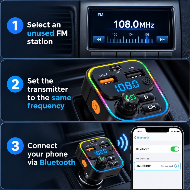 Upgrade Your Older Car with Bluetooth 5.3 – FM Transmitter