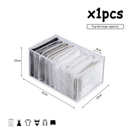 1 Pack Closet Drawer Organisers, 9 Grids Jeans Storage Box with Compartments, Foldable Drawer Divider for Baby Clothes, Leggings, T-shirt, Jeans