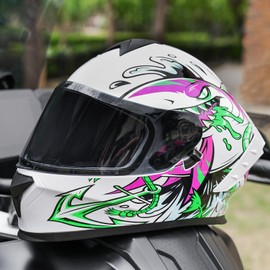 JQF Gear Motorcycle Full Face Dual Visor Helmets for Adults Street Bike Racing Motorbike Helmet A8 DOT Approved (Shark-B, S)