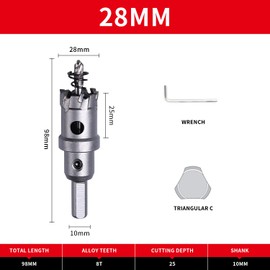 LAIWEI Hole Saw 28 mm, Steel Drill, Hole Cutter Metal, Drill Bit Stainless Steel, Sharp and Durable Drill Metal