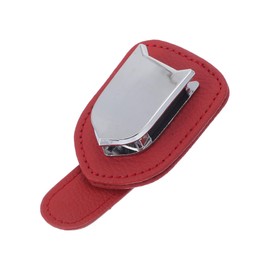 TUCKBOLD Car Sunglasses Clip Magnetic Universal Sun Visor Eyeglasses Holder Clip Cowhide,Aluminum Alloy Red 10x4.5cm 1 Pcs