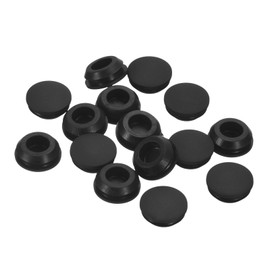 uxcell 15Pcs Silicone Plugs, Rubber Round Snap in Locking Hole Plugs for 12-13mm Hole, Hole Stoppers Waterproof Hole Plug for Metal Tube, Furniture End Caps Inserts, Black